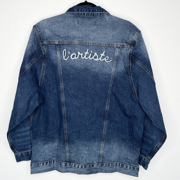 Free People Jackets & Blazers - NWT Sandrine Rose Free People Oversized Embroidered Denim Jean Jacket Shacket S